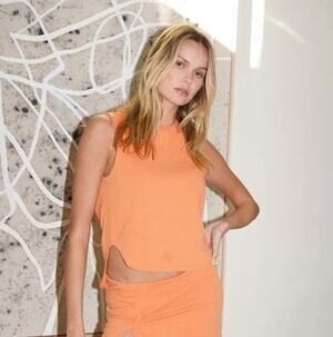LNA Clothing Orange Cotton Cropped Athletic Tank Top XS